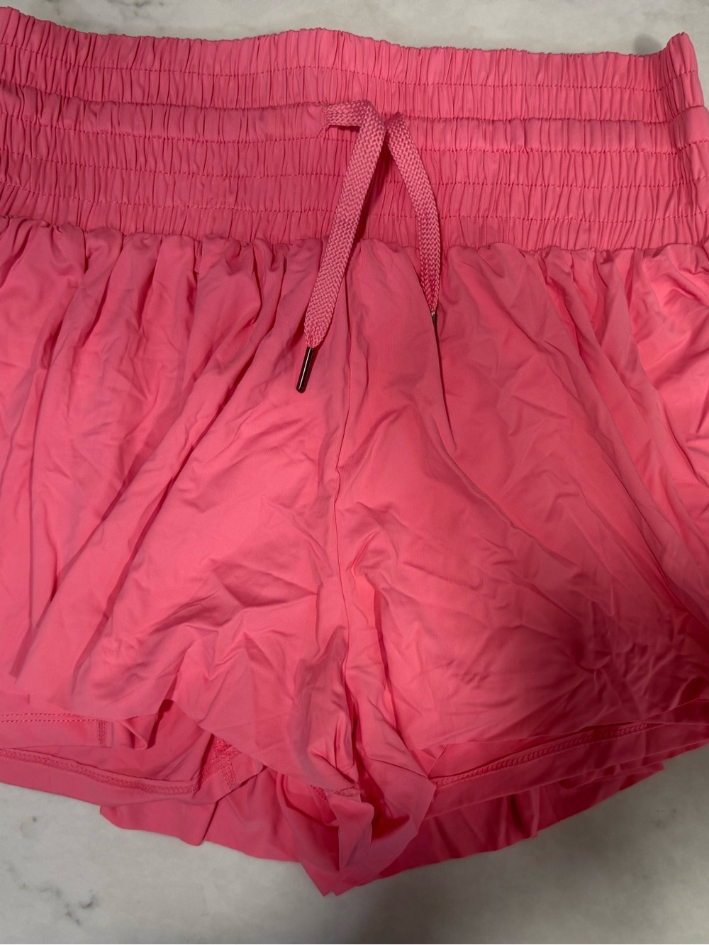 High-Rise Pink Athletic Shorts with Drawstring